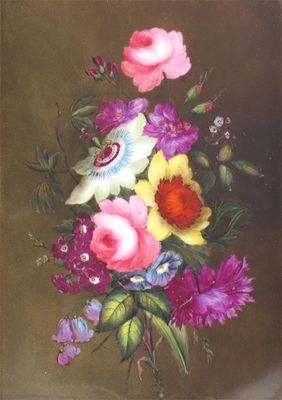 Appraisal: A Flight Barr and Barr Worcester plaque painted with flowers