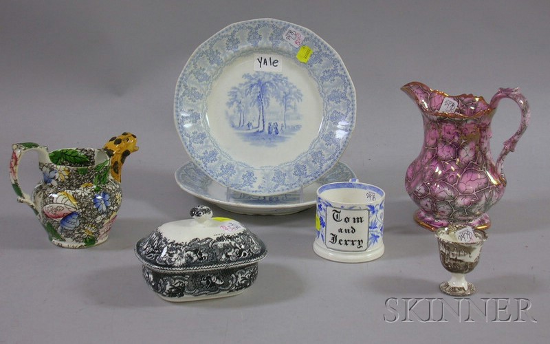 Appraisal: Seven Pieces of Transfer Decorated Staffordshire Tableware a pair of