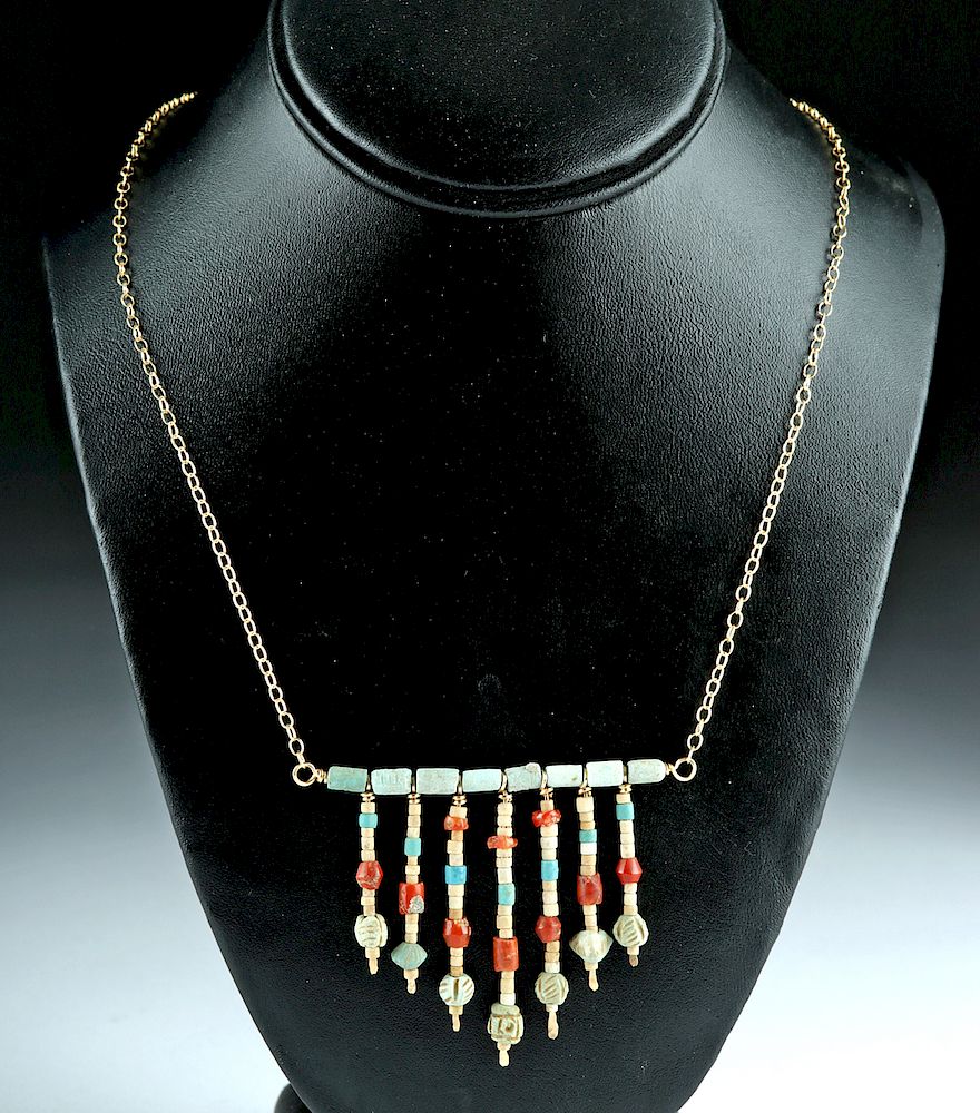 Appraisal: Sumerian Carnelian Faience Bead Bar Necklace Ancient Near East Sumeria