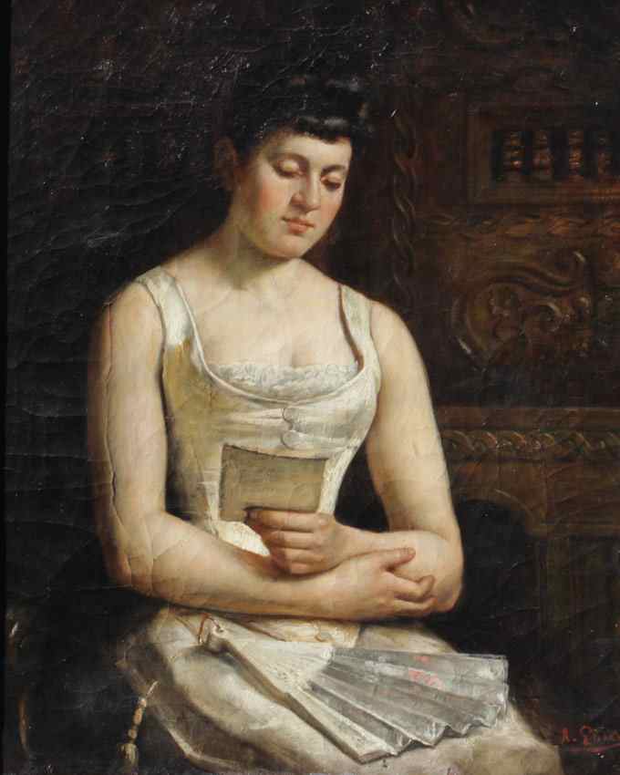 Appraisal: LAUX Auguste American - Aunt Louise depicts a pensive young