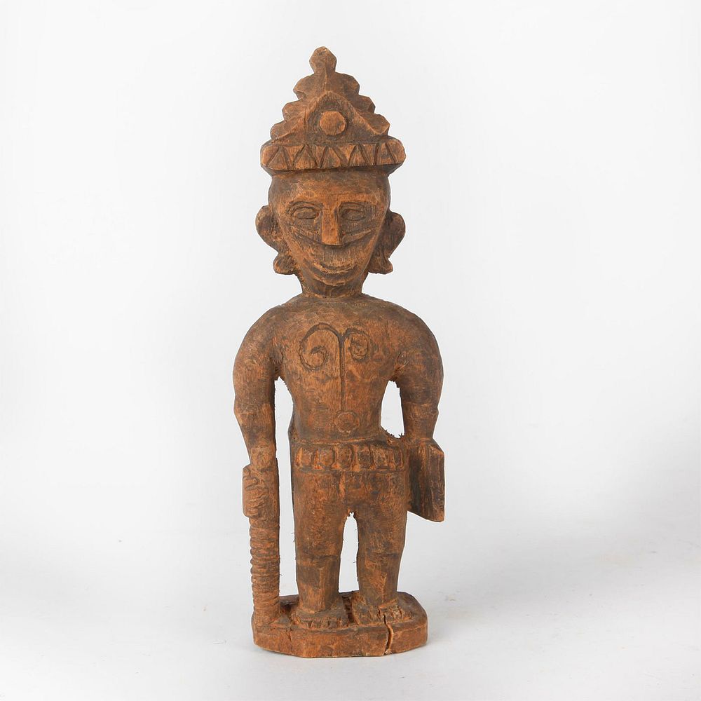 Appraisal: HAND CARVED WOODEN TRIBAL FIGURE Hand carved wooden figure of