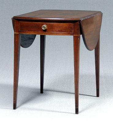 Appraisal: Federal inlaid mahogany Pembroke table with poplar secondary dovetailed drawer