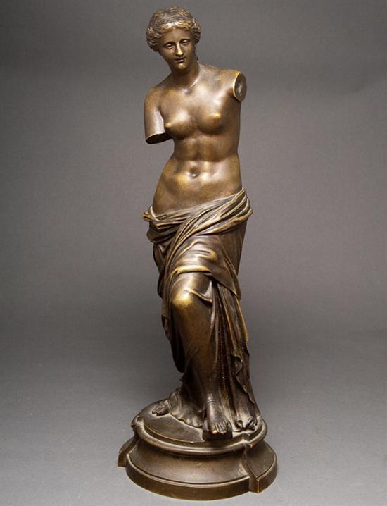 Appraisal: French bronze figure of Venus de Milo cast by Louis