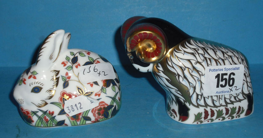 Appraisal: Royal Crown Derby Paperweights Derby Ram And Meadow Rabbit Both