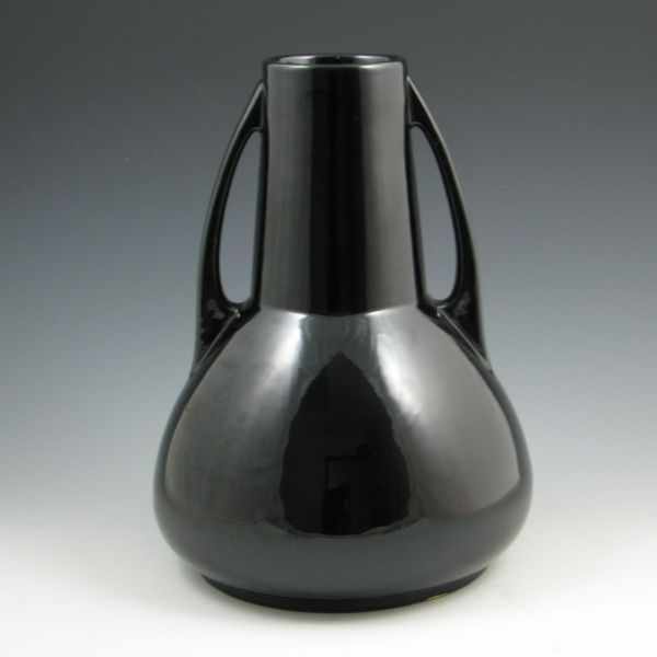 Appraisal: Roseville Rosecraft Black - '' handled vase Unmarked Excellent condition