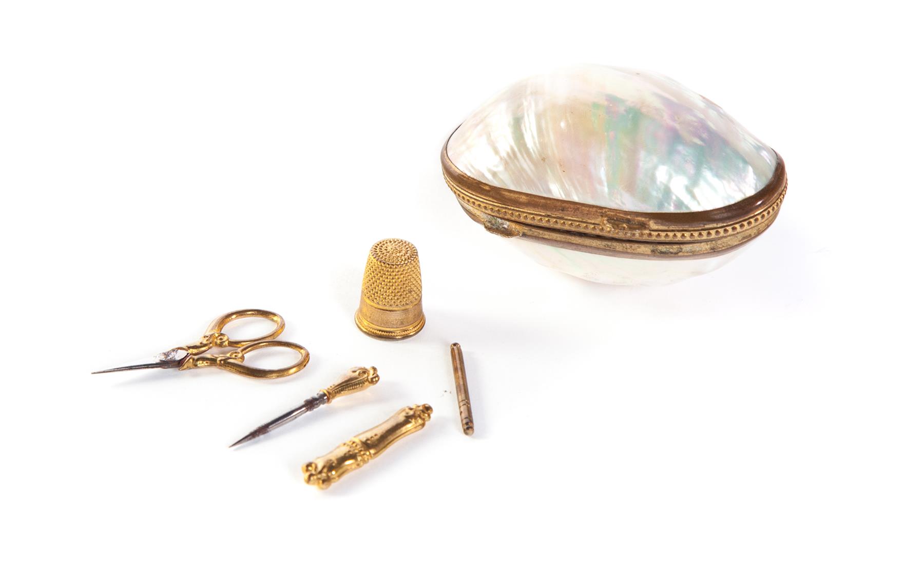 Appraisal: MINIATURE VICTORIAN SEWING KIT American or English late th century