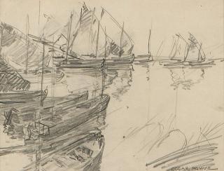 Appraisal: Edgar A Payne Tuna boats in harbor signed lower right