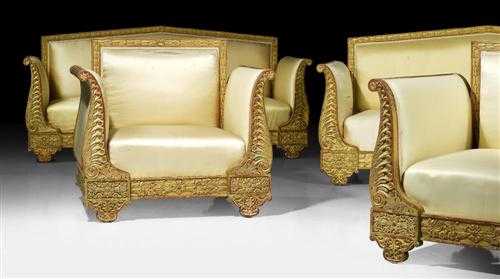 Appraisal: CARVED GILTWOOD SUITE Restauration stamped I V RAAB Johann Valentin