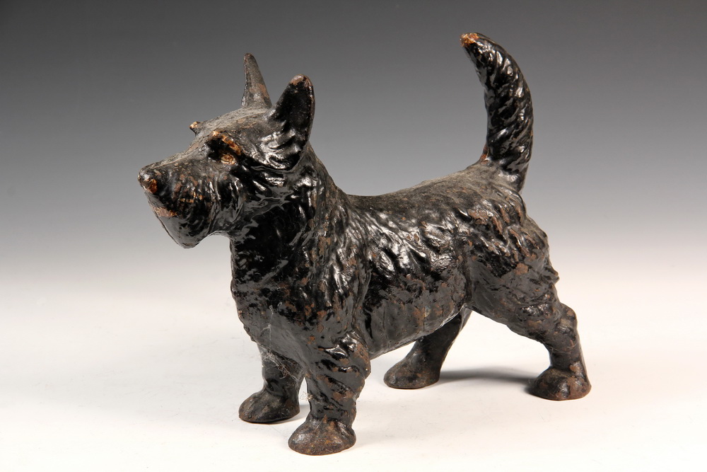 Appraisal: FIGURAL CAST IRON DOORSTOP - Fully Dimensional Standing Scottie Dog