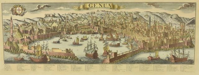 Appraisal: Framed engraving on paper Genua Genoa after F I Saur