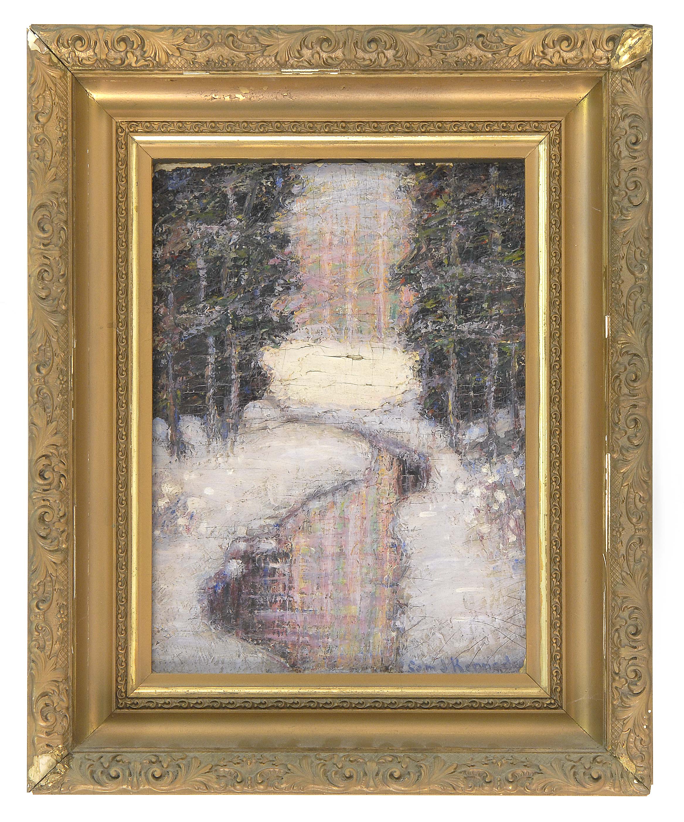 Appraisal: FRAMED PAINTING SAMUEL J KENNEDY American b Stream in a