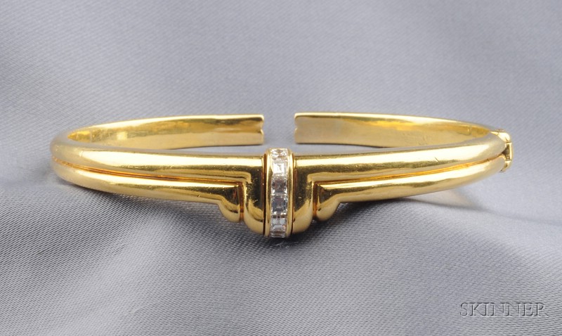 Appraisal: kt Gold and Diamond Bracelet Bulgari the hinged bangle with