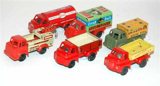 Appraisal: Six Wells Brimtoy Pocketoy Lorries including Greengrocer Van ''Esso'' Petrol