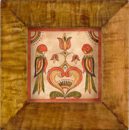 Appraisal: P Godillot American th c two contemporary watercolor fraktur of