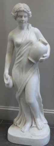 Appraisal: Marble Sculpture of a Classical Woman CarryingVessels Not apparently signed