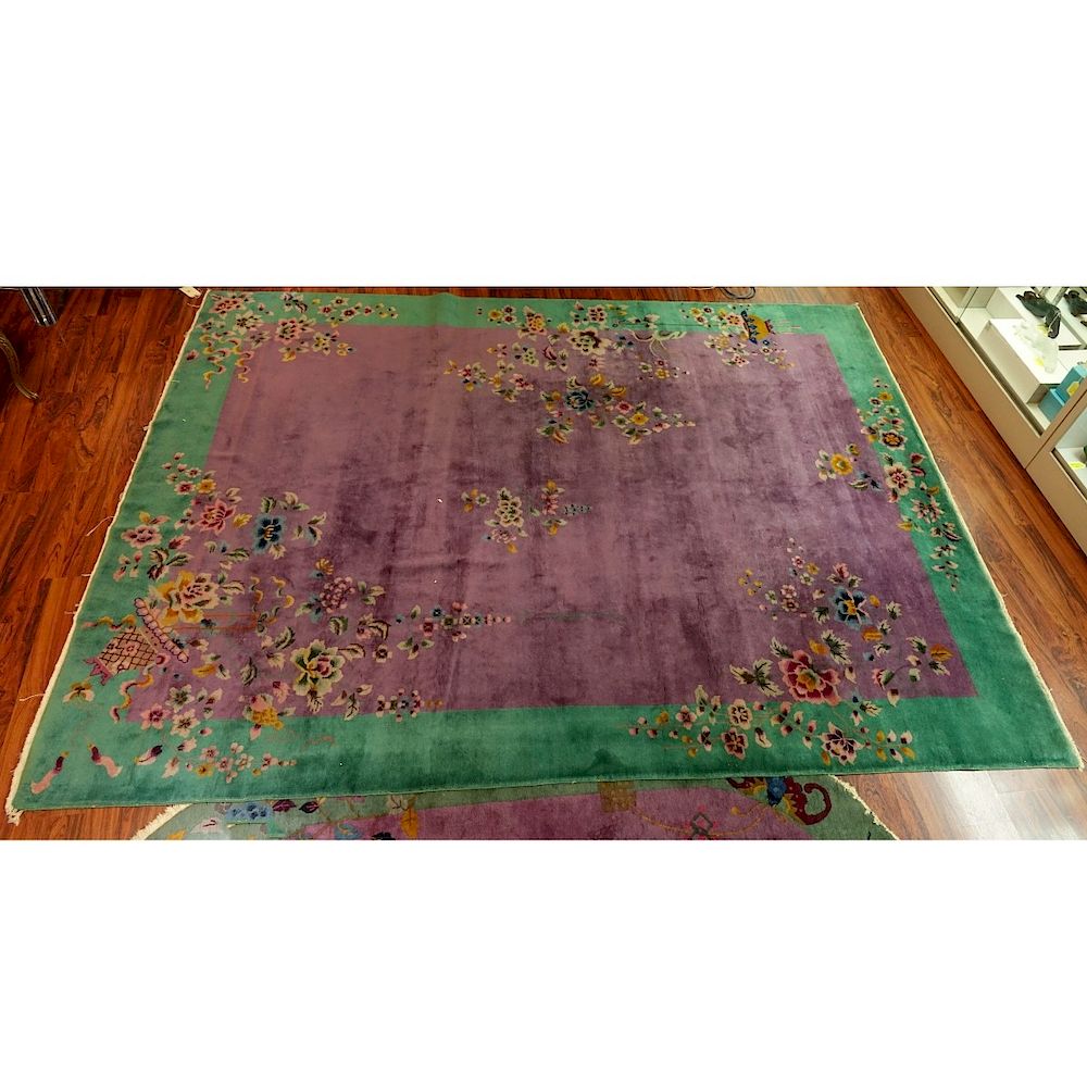 Appraisal: Chinese Rug Large Chinese Art Deco Rug Numbered - floral