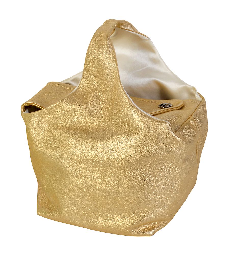 Appraisal: Gold Metallic Leather CHANEL 'Hobo Bag' Chanel gold metallic calfskin