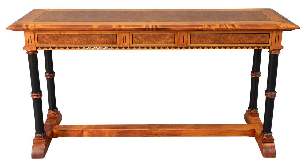 Appraisal: Linley Custom Console Table with inlaid burr ash and ebony