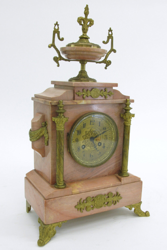 Appraisal: A FRENCH SHELF CLOCK c The rouge marble case with