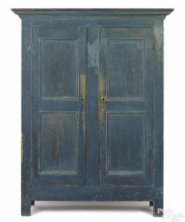 Appraisal: Painted pine wall cupboard early th c retaining an old