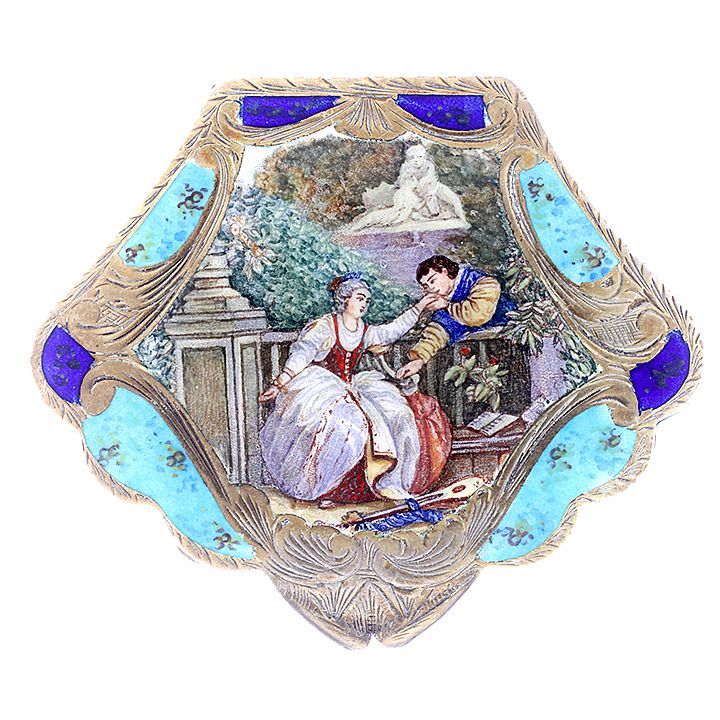 Appraisal: Italian and Enamel Compact A made in Italy and enamel