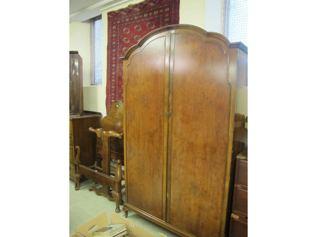 Appraisal: Walnut wardrobe chest of drawers and two pairs of walnut