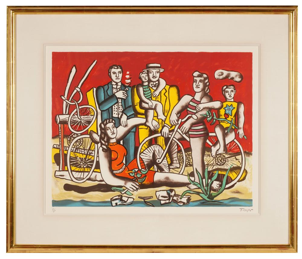 Appraisal: AFTER FERNAND LEGER LES LOISIRS SUR FOND ROUGE lithograph in