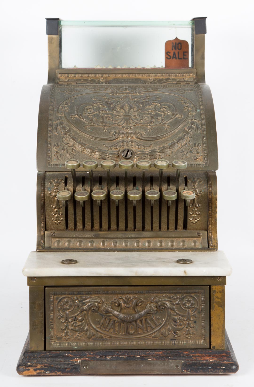 Appraisal: National brass marble and glass cash register late th century