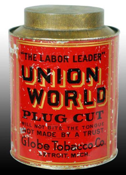 Appraisal: Union World Small Top Tobacco Canister Description Manufactured by the