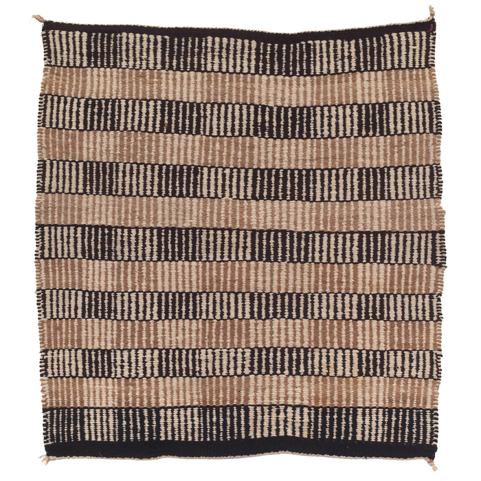 Appraisal: Navajo twilled single saddle blanket c striped pattern '' x