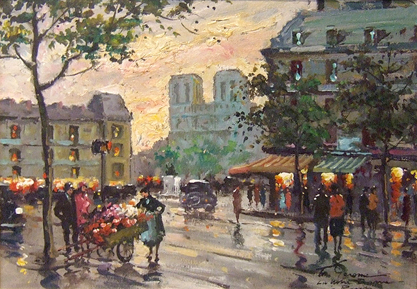 Appraisal: Francois Gerome French b Paris Street Scene oil canvas x