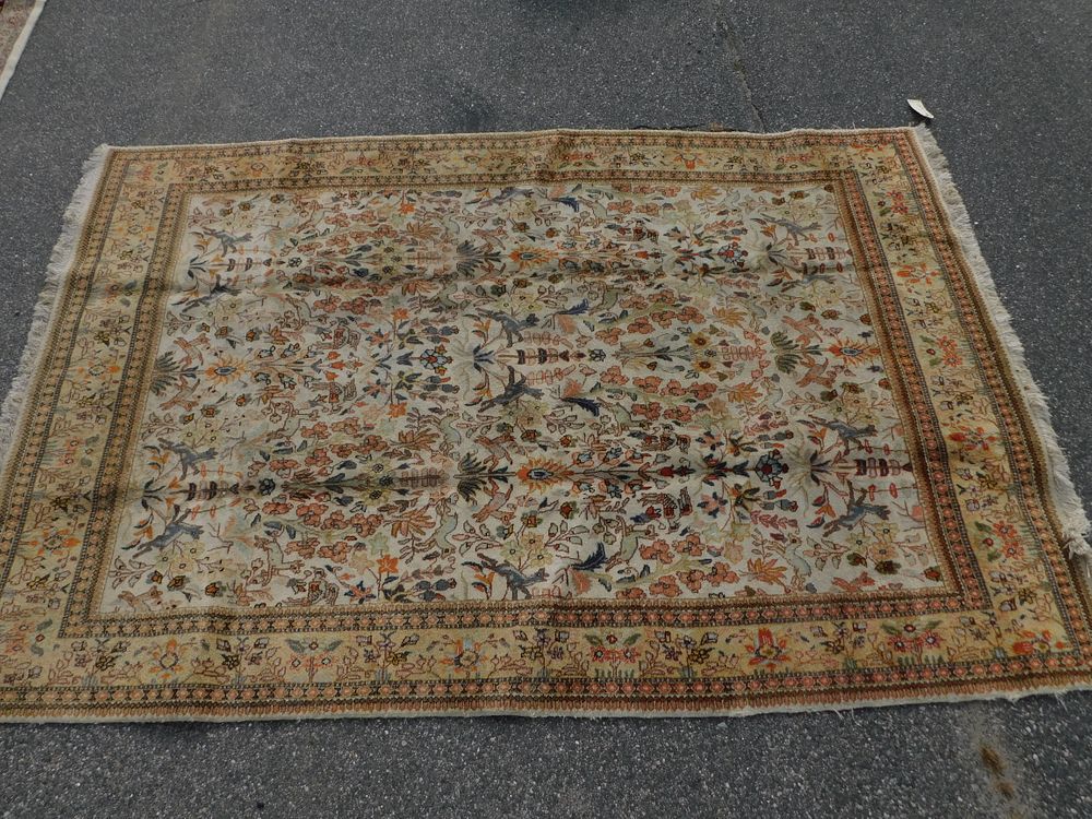 Appraisal: OLD INDO ROOM SIZE RUG Vintage hand made pale yellow