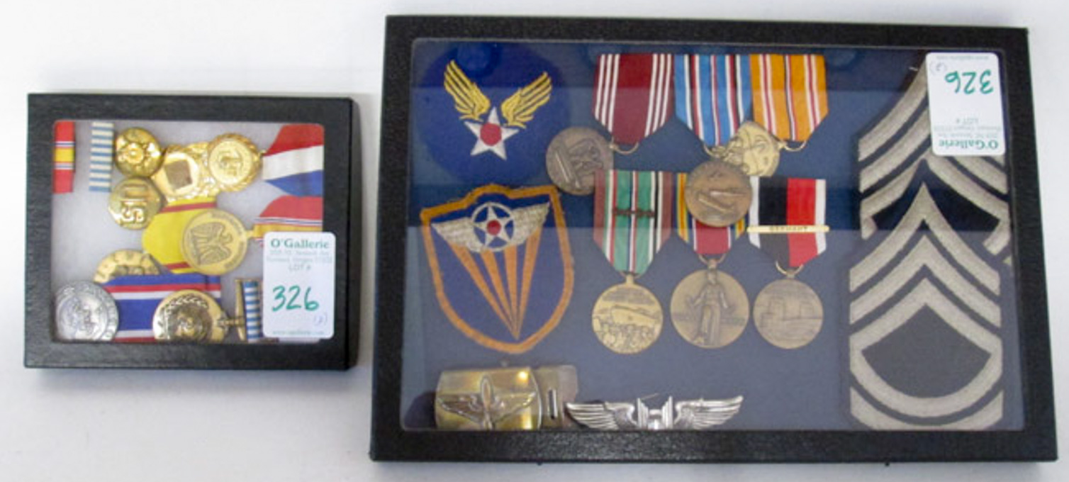 Appraisal: COLLECTION OF U S MILITARY MEDALS AND INSIGNIA including sterling