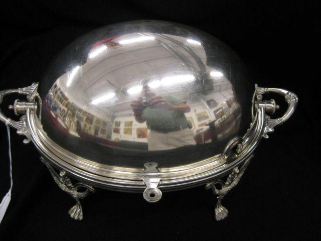 Appraisal: English Silverplate Bun Warmer dome style footed revolving top x