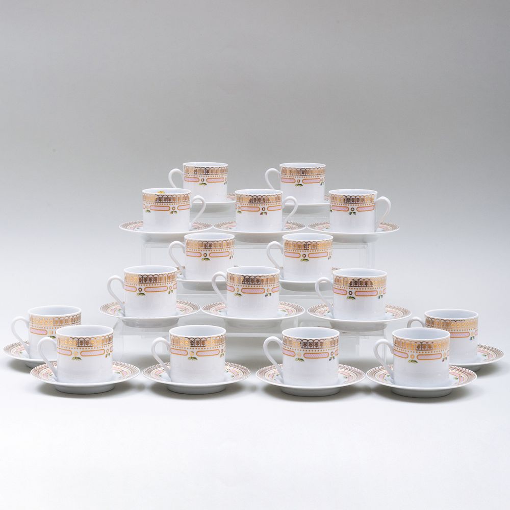 Appraisal: Set of Sixteen George Briard Botanical Porcelain Demitasse and Saucers