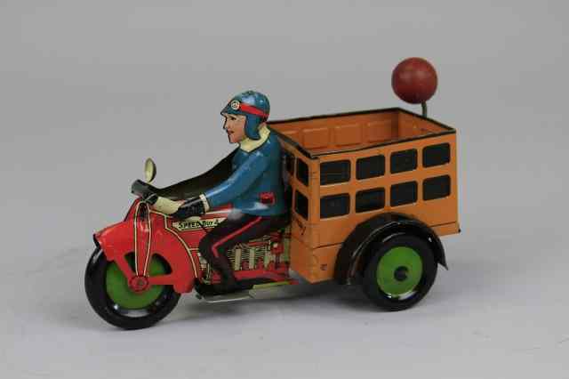 Appraisal: SPEED BOY DELIVERY CYCLE Marx Toys lithographed tin red cycle