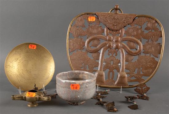 Appraisal: Chinese brass and copper hanging ornament th Century with openwork