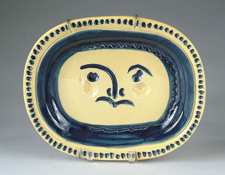 Appraisal: PICASSO PLATTER Rare Madoura Picasso platter features an incised face