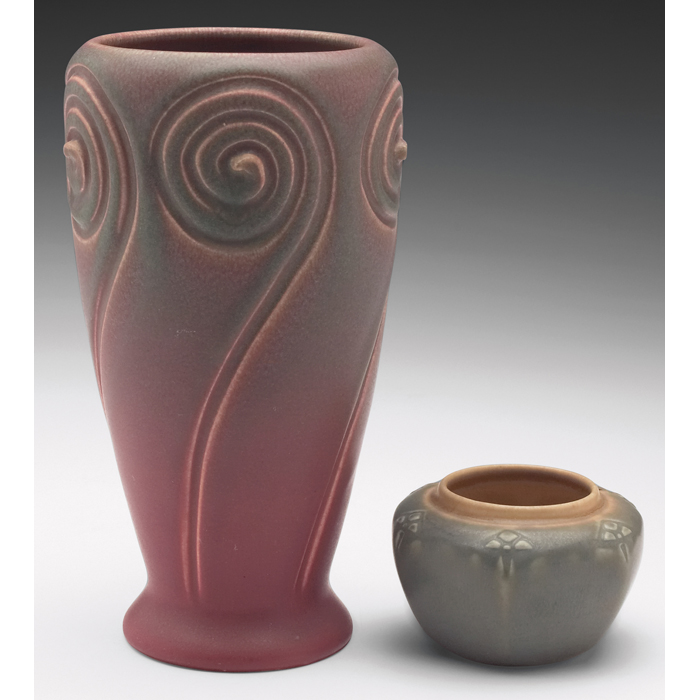 Appraisal: Rookwood vase incised spiral designs covered in a pink and