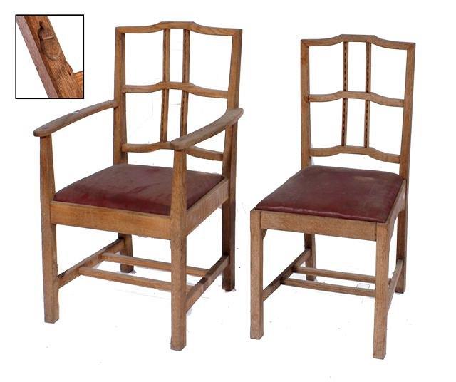 Appraisal: A set of four Arts and Crafts oak dining chairs