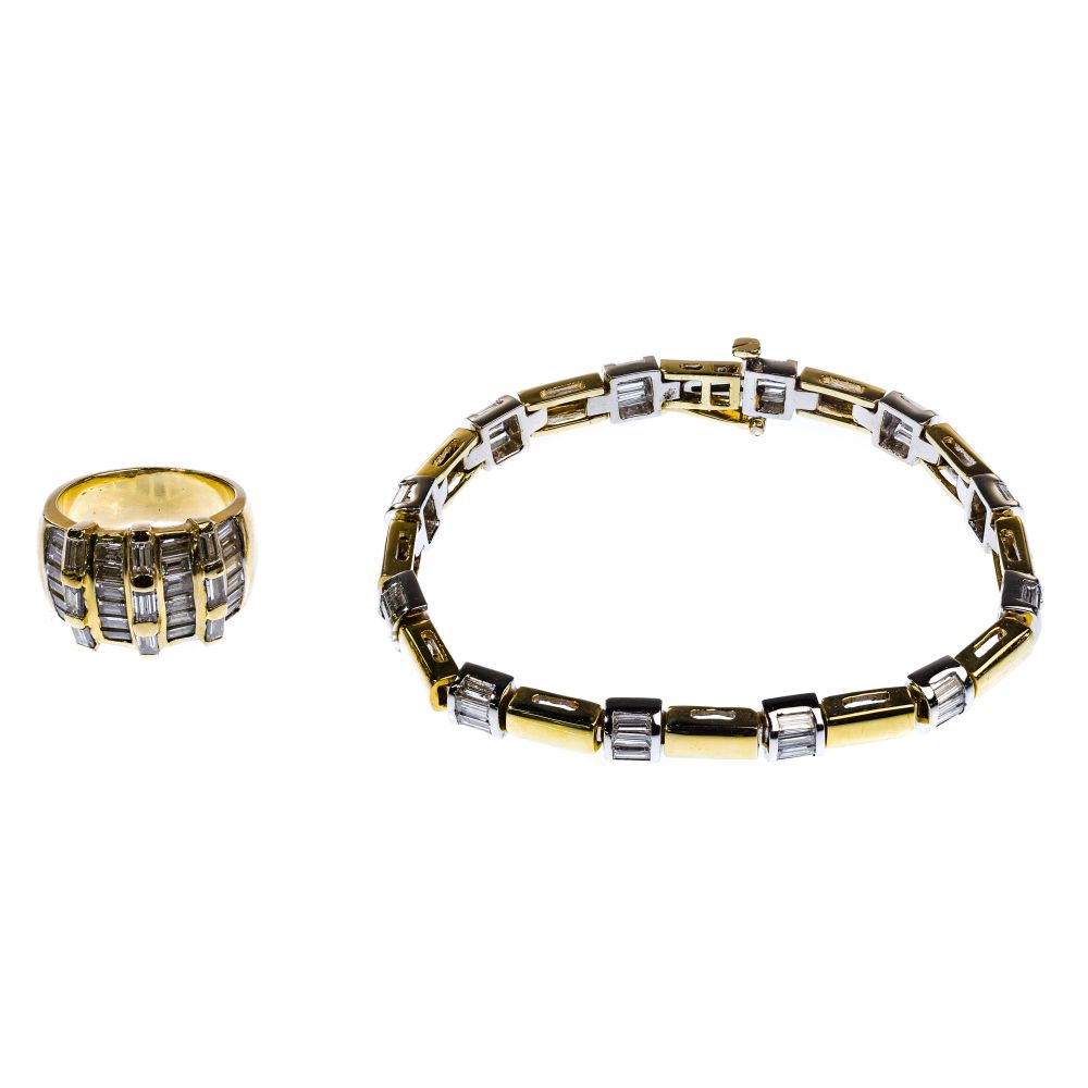 Appraisal: K YELLOW GOLD AND DIAMOND RING AND BRACELET items including