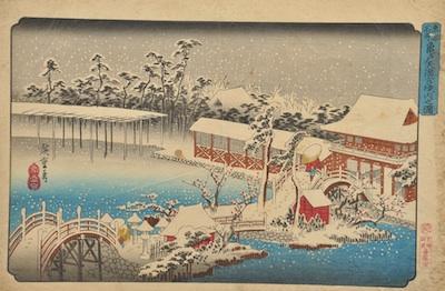 Appraisal: Utagawa Hiroshige Japanese - Kameido Shrine in Snow from the