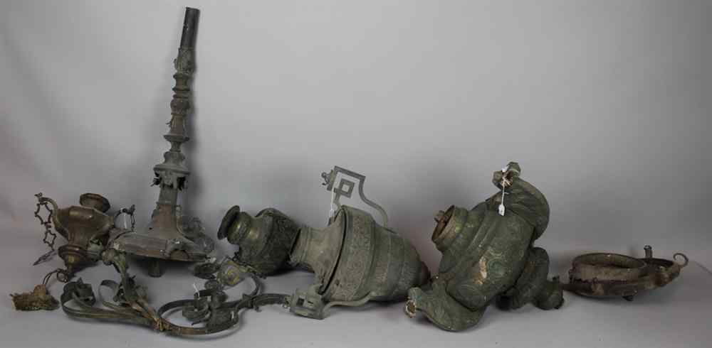 Appraisal: ASSORTED GROUP OF METAL OBJECTS including lanterns and a wall