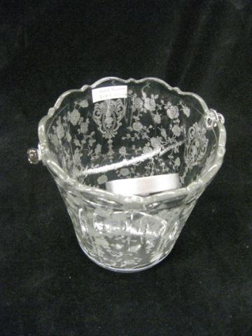 Appraisal: Elegant Etched Crystal Ice Bucket swing handles with tongs excellent