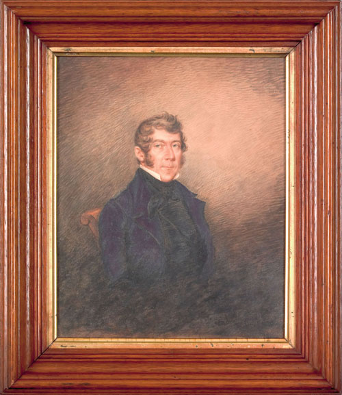 Appraisal: Jacob B Schoener attributed American - watercolor portrait of Peter