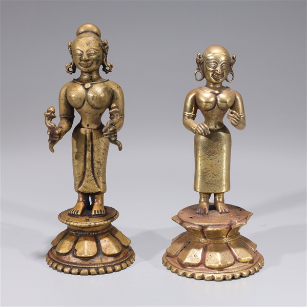 Appraisal: Two antique Indian bronze and copper alloy standing figures on