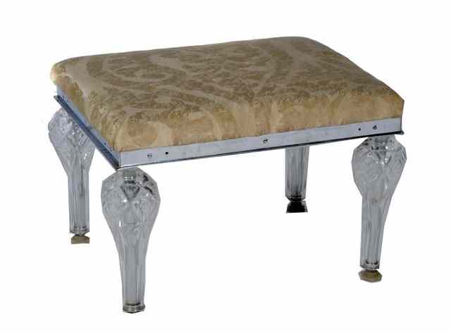 Appraisal: A 'S UPHOLSTERED METAL FRAMED RECTANGULAR FOOT STOOL on cut