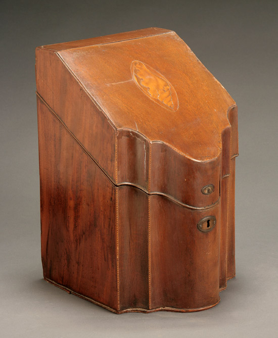 Appraisal: George III Ebonized and Satinwood Inlaid Mahogany Knife Box Circa