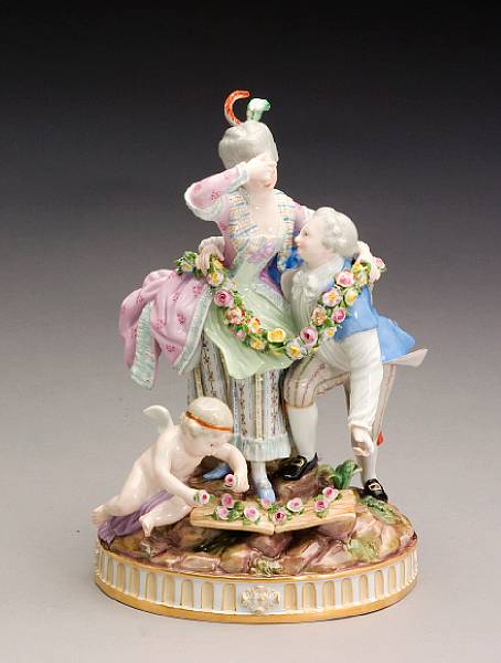 Appraisal: A Meissen porcelain group The Broken Bridge after model by