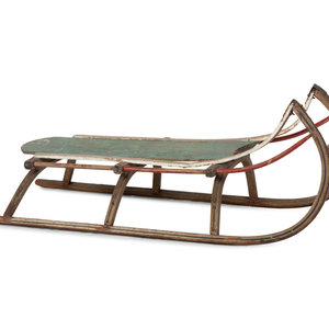 Appraisal: A Paint Decorated Wooden Child's Sled Early th Century Length